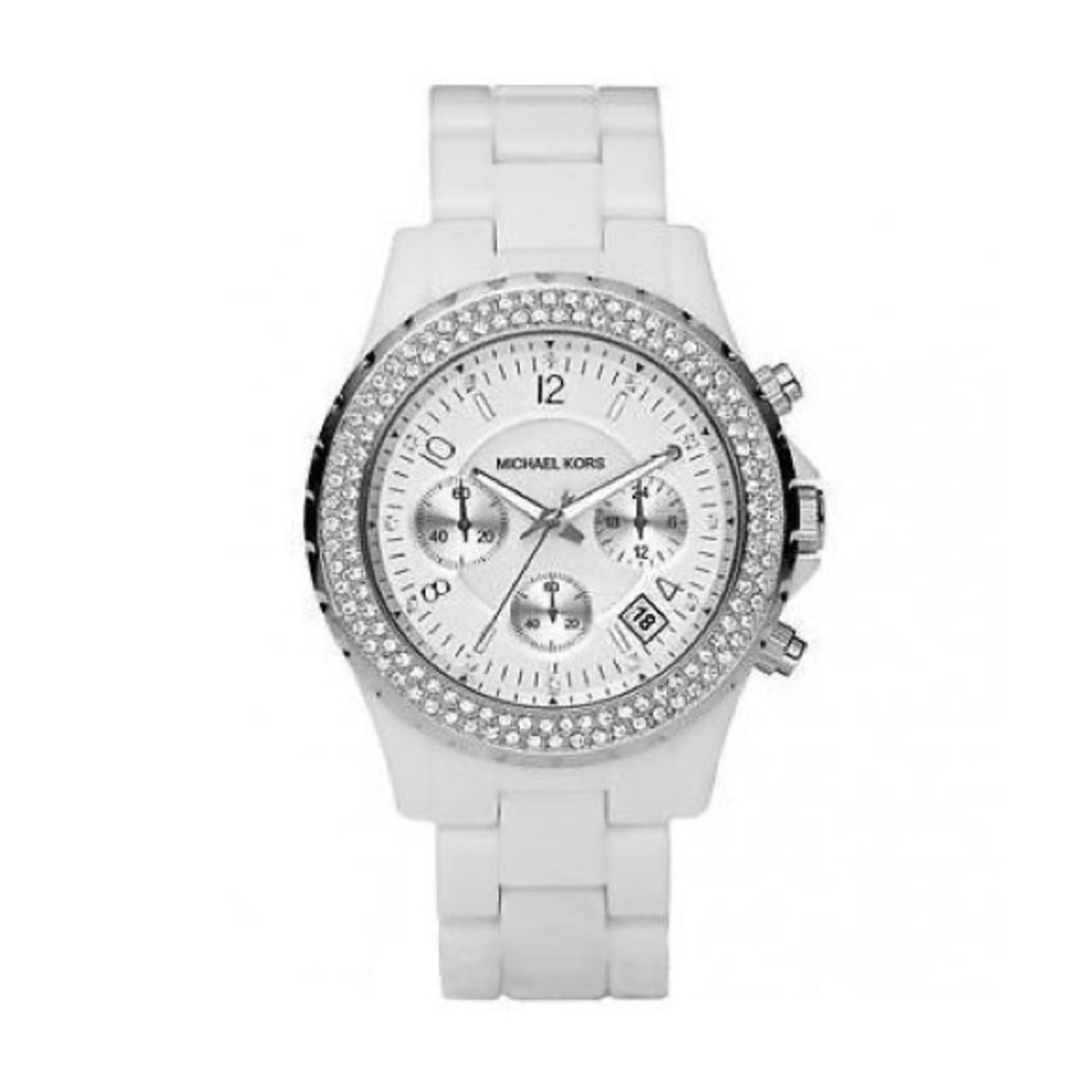 Michael Kors MK5300 Ceramic Wrist Watch for Women in Ivory.